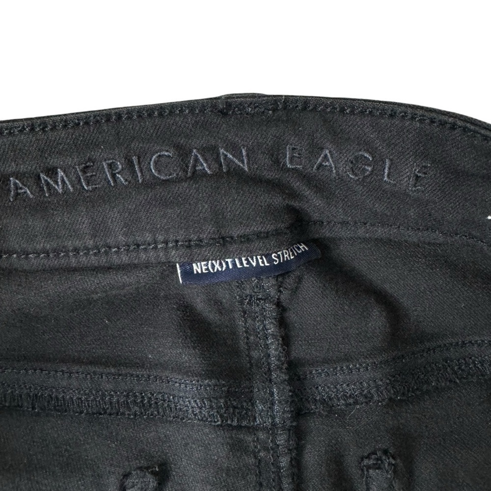 American Eagle Hi Rise Jegging Crop Distressed Black 10 - Picture 9 of 12